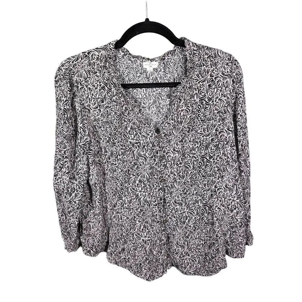 Mason & Belle Black and White Floral Printed Blouse L